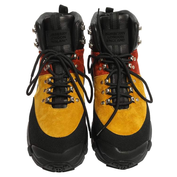 Pre Owned Burberry Multicolor Suede Leather Hiking Ankle Boots Size 44