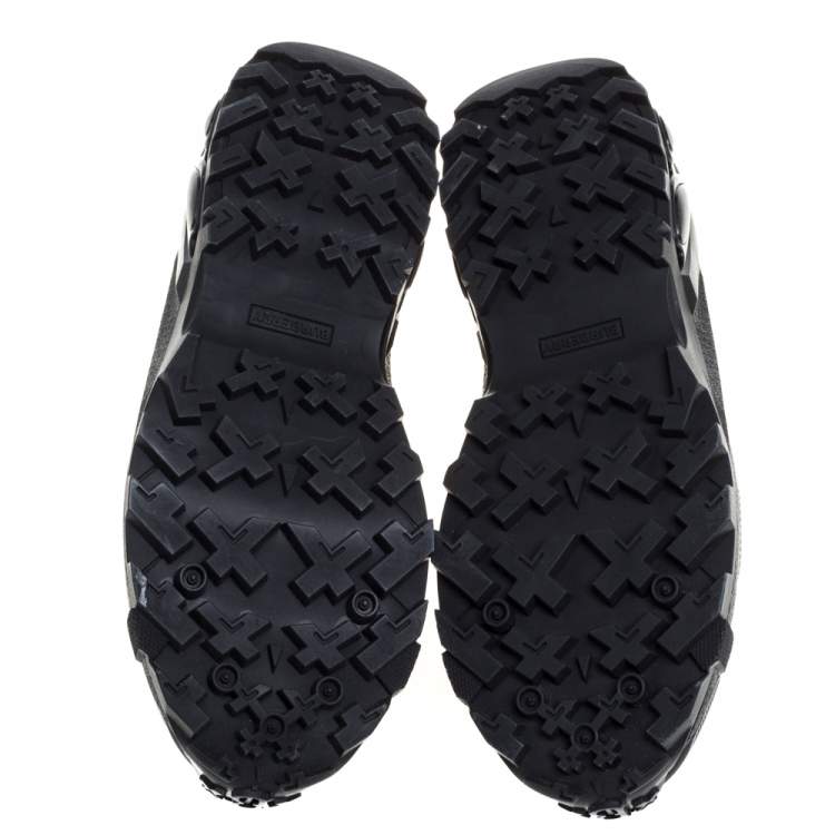 Pre Owned Burberry Black Mesh And Leopard Print Satin Arthur Low Top Sneakers Size 42.5