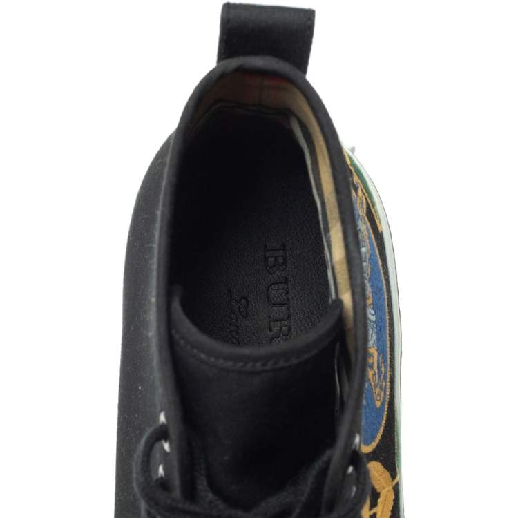 Pre Owned Burberry Black Canvas Kingly Big C High Top Sneakers Size 45