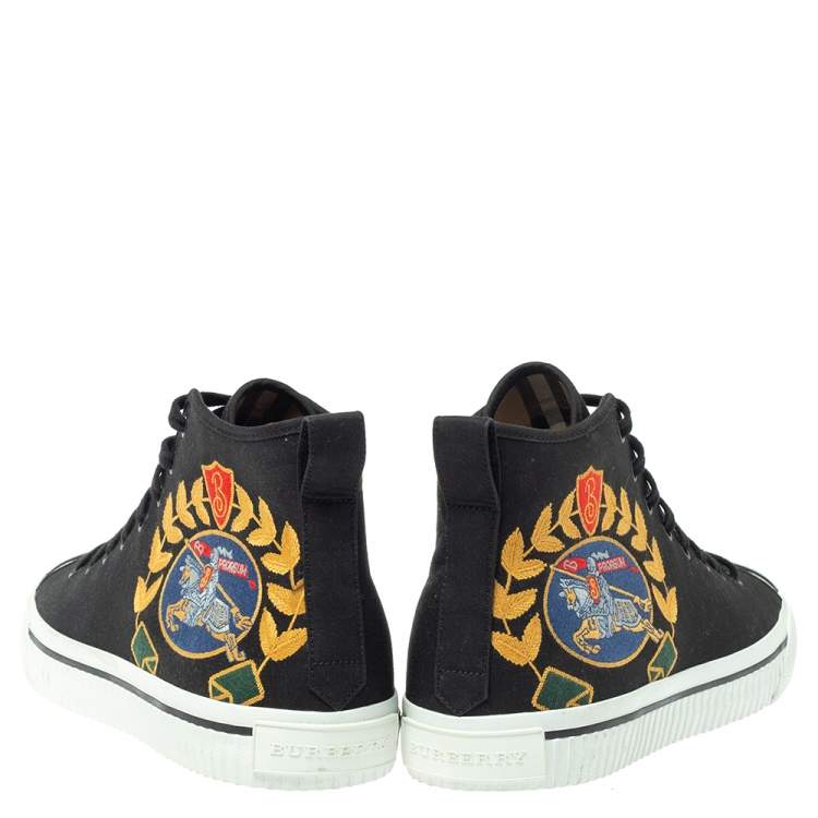 Pre Owned Burberry Black Canvas Kingly Big C High Top Sneakers Size 45