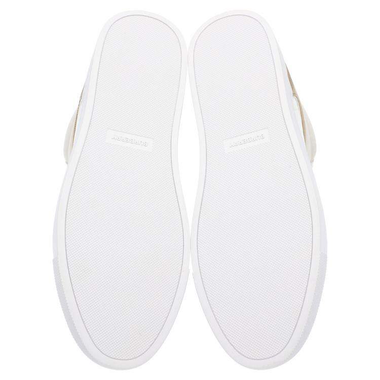 Pre Owned Burberry White House-check Leather and Suede Reeth Trainers Size EU 43.5