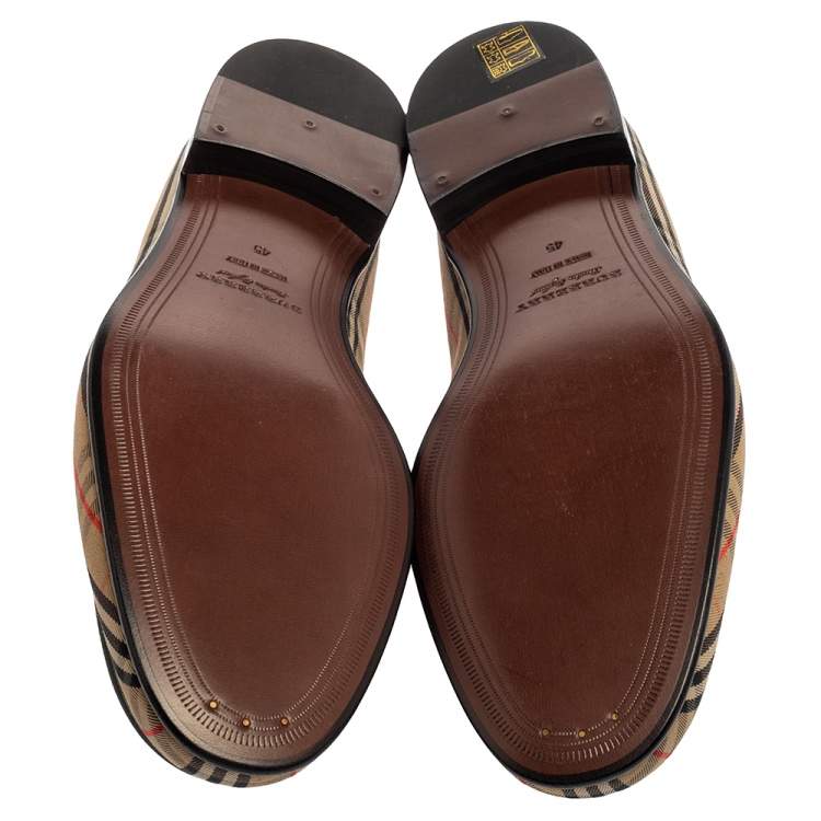 Pre Owned Burberry Multicolor Nova Check Canvas And Leather Moorley Runway Loafers Size 45