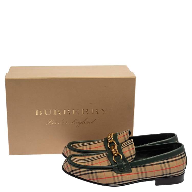Pre Owned Burberry Multicolor Nova Check Canvas And Leather Moorley Runway Loafers Size 45
