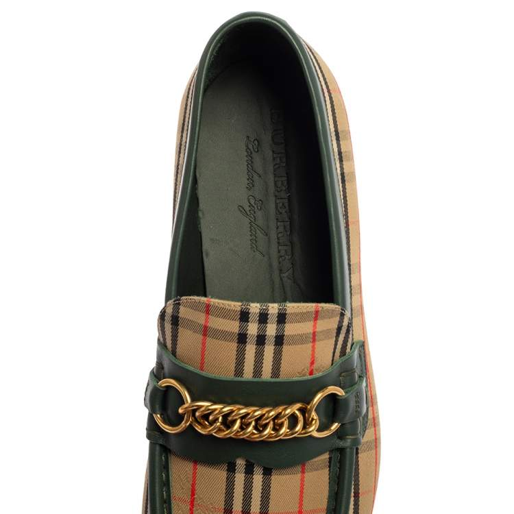 Pre Owned Burberry Multicolor Nova Check Canvas And Leather Moorley Runway Loafers Size 45