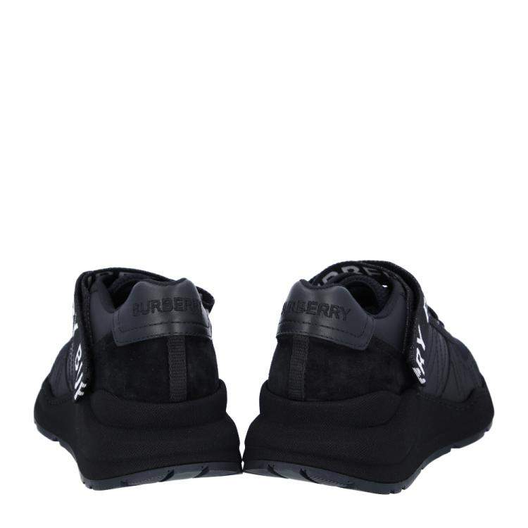 مملوكة مسبقًا Burberry Black Logo Detail Leather, Nubuck and Mesh Sneakers Size EU 40