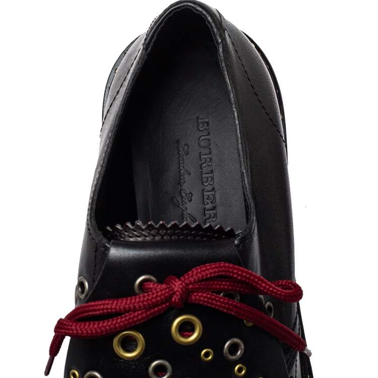 Pre Owned Burberry Two Tone Brogue Leather Bissett Fringe Lace Up Derby Size 41