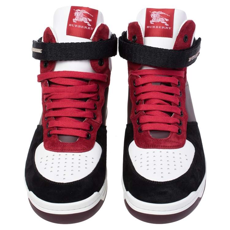 Pre Owned Burberry Multicolor Leather and Suede Dennis High Top Sneakers Size 42