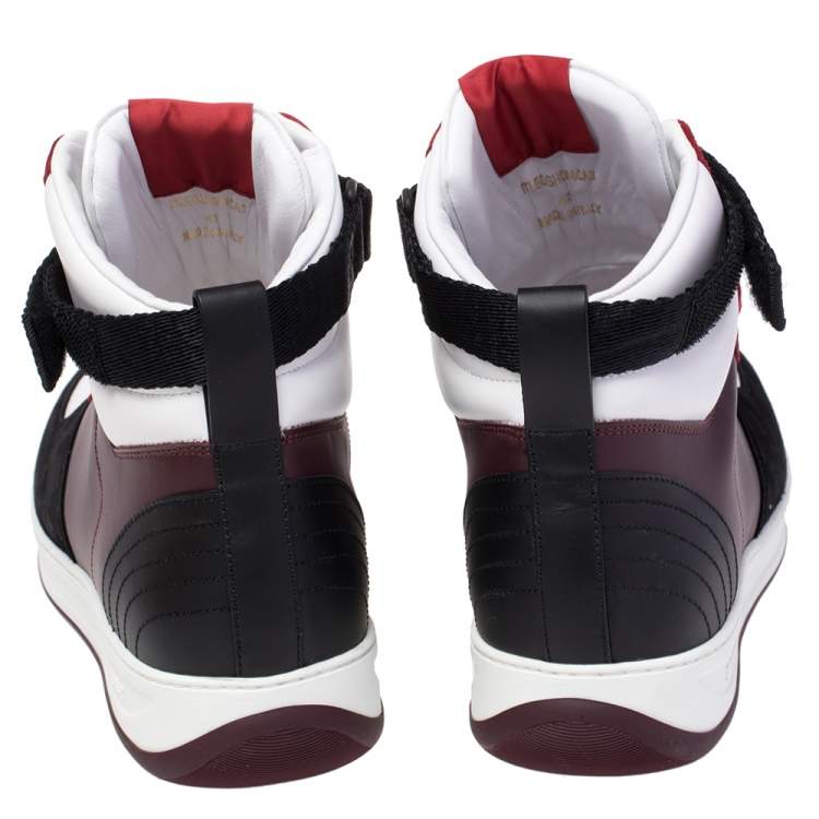 Pre Owned Burberry Multicolor Leather and Suede Dennis High Top Sneakers Size 42