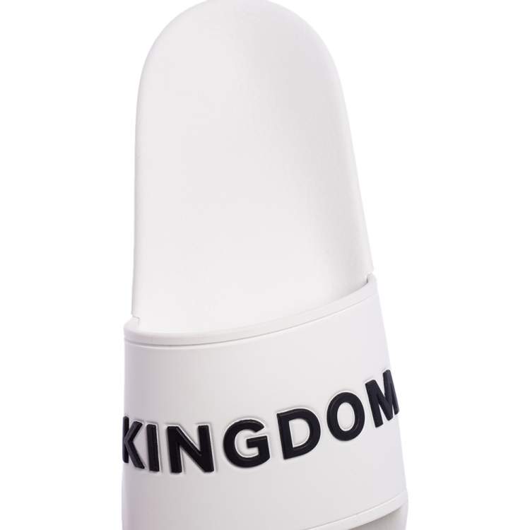 Pre Owned Burberry White Rubber Kingdom Motif Slip On Slides Size 38
