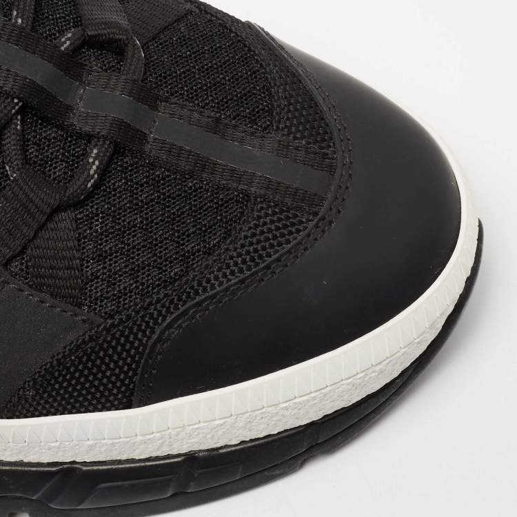 Pre Owned Burberry Black Leather And Mesh Lace Up Sneakers Size 43