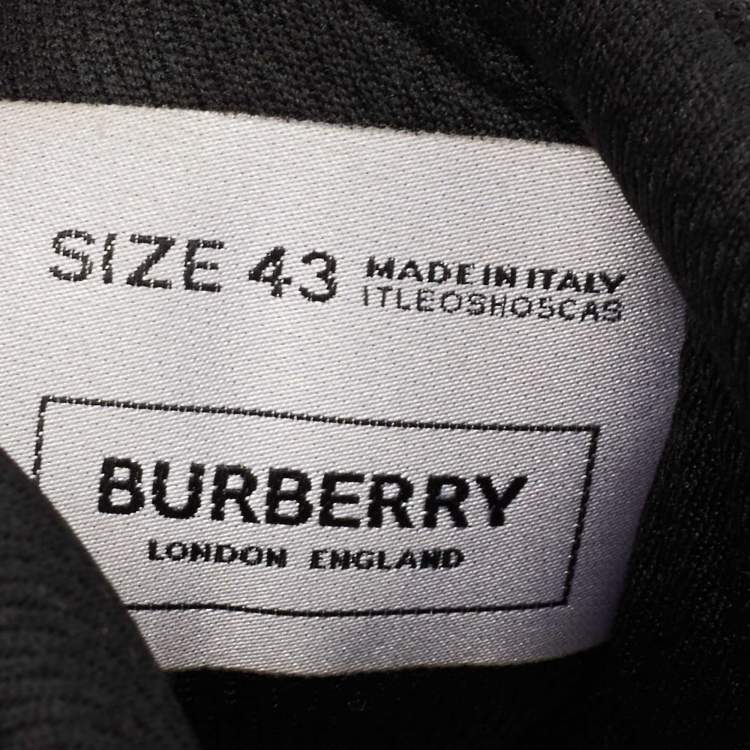 Pre Owned Burberry Black Leather And Mesh Lace Up Sneakers Size 43