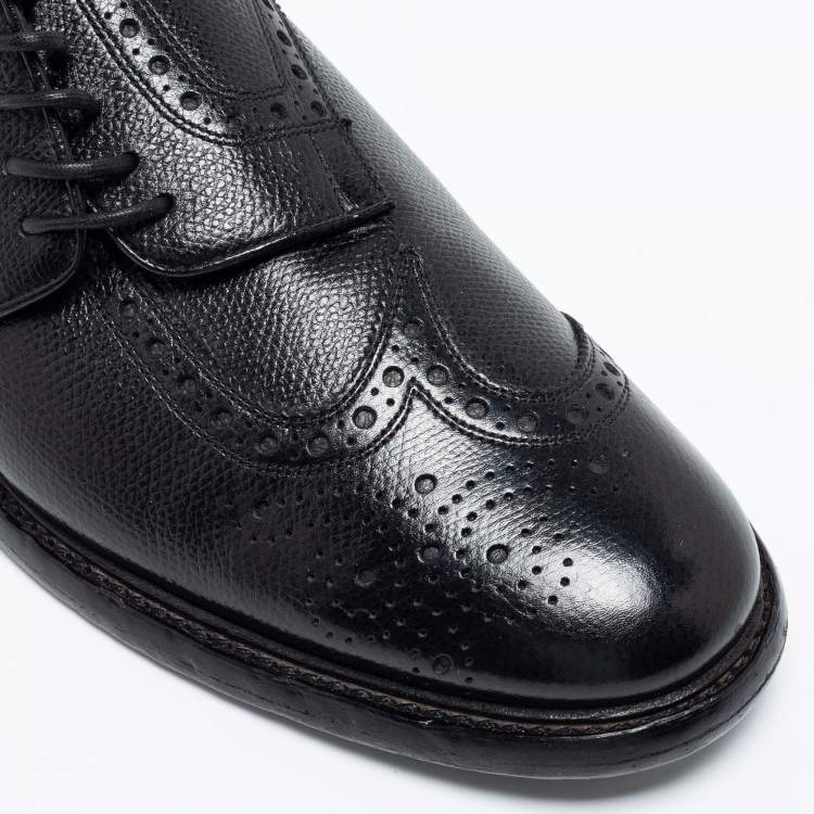 Pre Owned Burberry Black Brogue Leather Rayford Derby Size 43