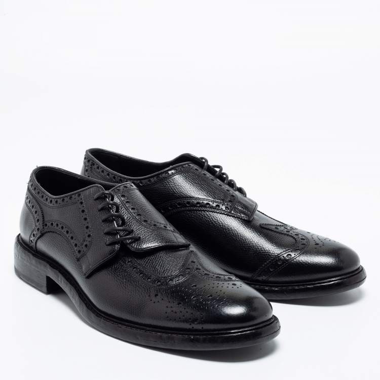 Pre Owned Burberry Black Brogue Leather Rayford Derby Size 43