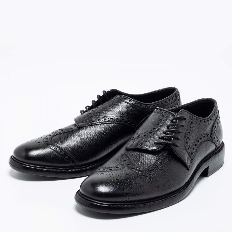 Pre Owned Burberry Black Brogue Leather Rayford Derby Size 43