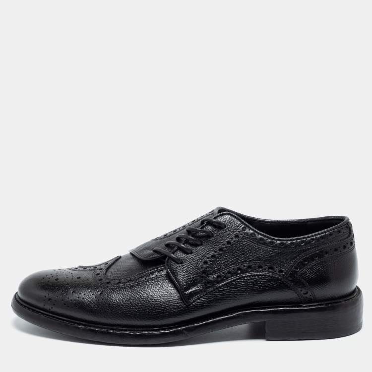 Pre Owned Burberry Black Brogue Leather Rayford Derby Size 43