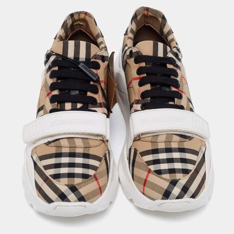 Pre Owned Burberry Multicolor Check Canvas Regis Chunky Sneakers Size 42
