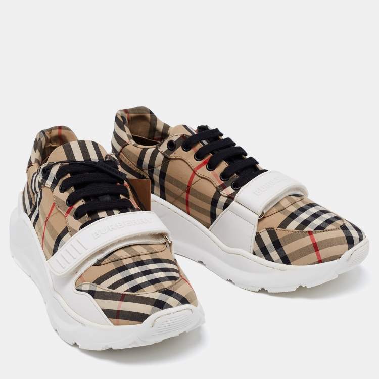 Pre Owned Burberry Multicolor Check Canvas Regis Chunky Sneakers Size 42