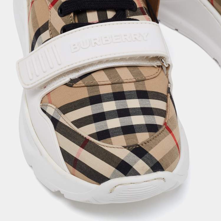 Pre Owned Burberry Multicolor Check Canvas Regis Chunky Sneakers Size 42