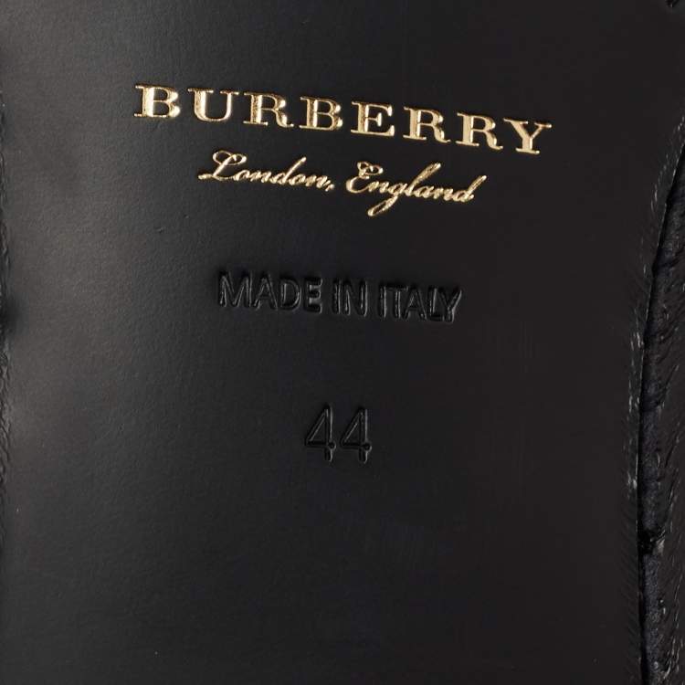 Pre Owned Burberry Navy Blue Patent Leather Bedmoore Fringe Detail Penny Loafers Size 44