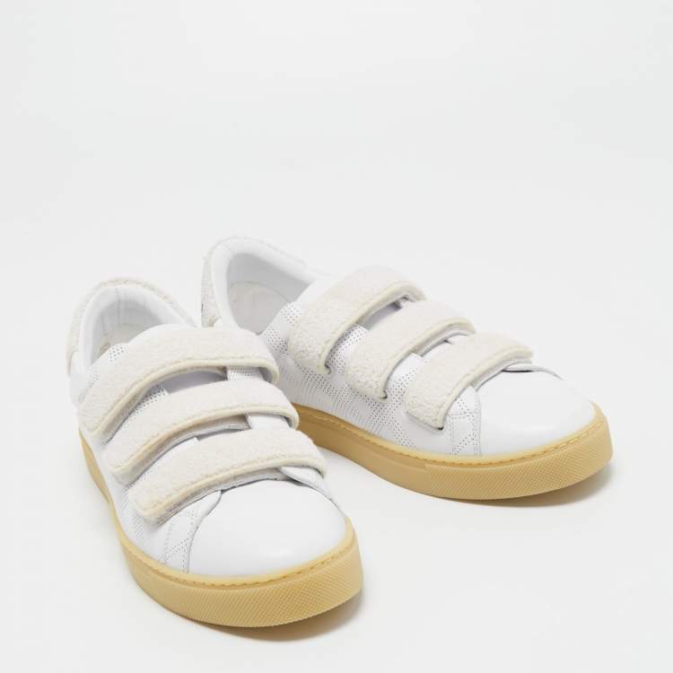 Pre Owned Burberry White Leather  Perforated Leather Bert Low Top Sneakers Size 40 