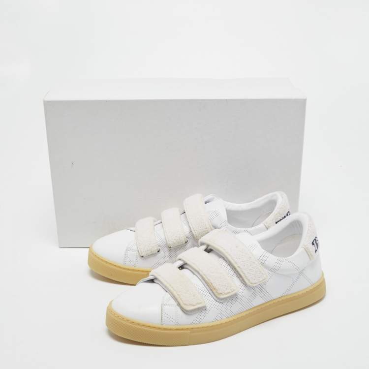 Pre Owned Burberry White Leather  Perforated Leather Bert Low Top Sneakers Size 40 