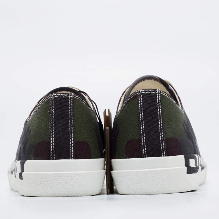 Pre Owned Burberry Green Camo Print Canvas Larkhall Low Top Sneakers Size 45