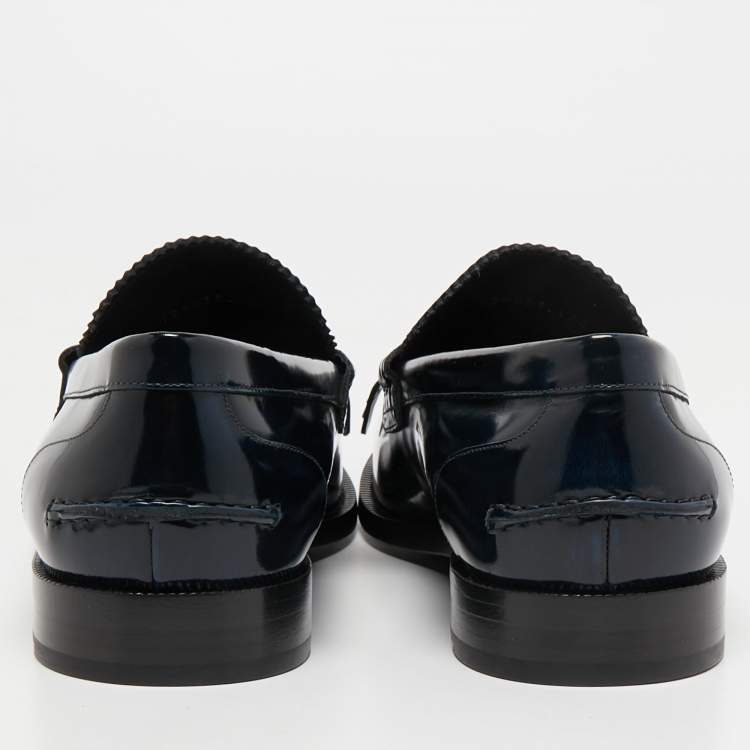Pre Owned Burberry Two Tone Leather Bedmoore Fringe Loafers Size 45