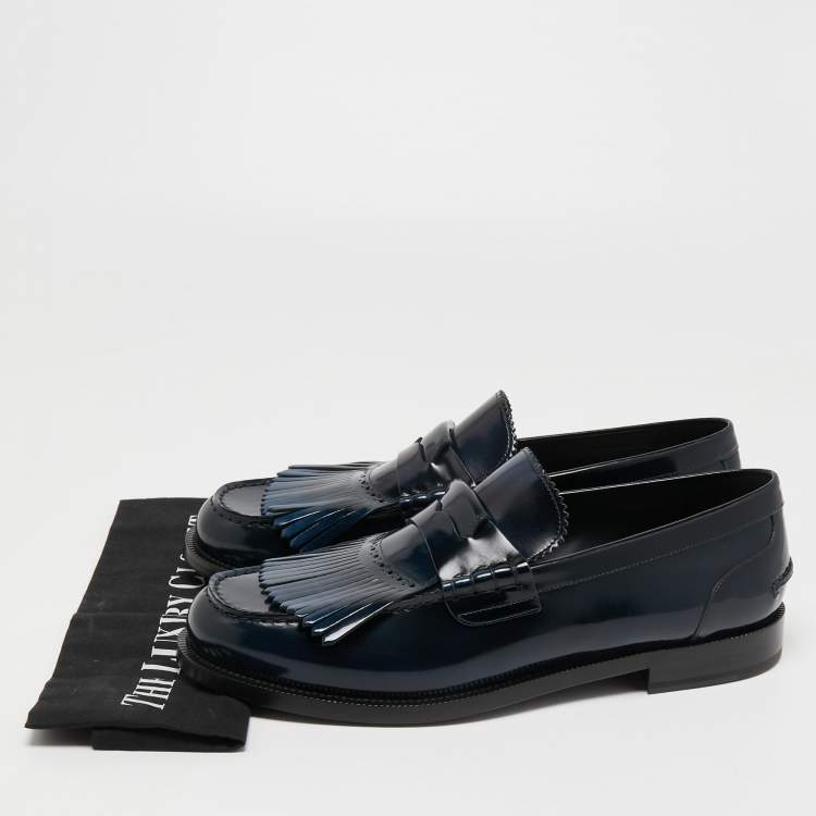 Pre Owned Burberry Two Tone Leather Bedmoore Fringe Loafers Size 45