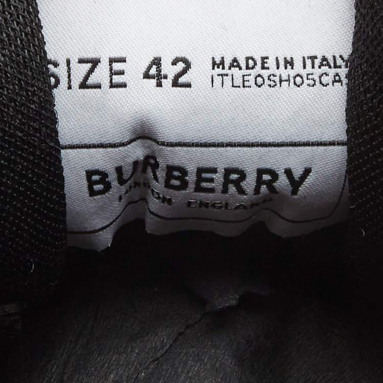Pre Owned Burberry Black Mesh and Leather Ramsey Check Low Top Sneakers Size 42 