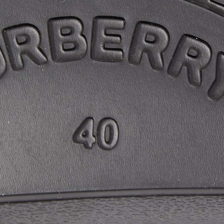 Pre Owned Burberry Black Perforated Leather Furley Flat Slides Size 40