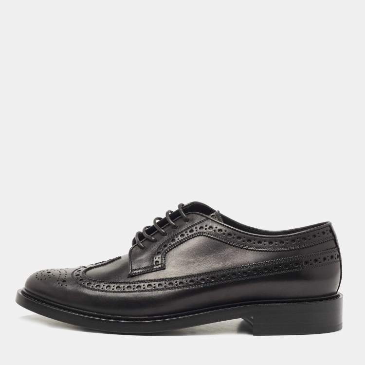 Pre Owned Burberry Black Brogue Leather Lace Up Derby Size 43