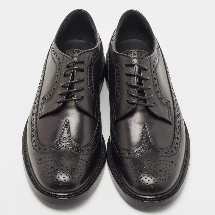 Pre Owned Burberry Black Brogue Leather Lace Up Derby Size 43