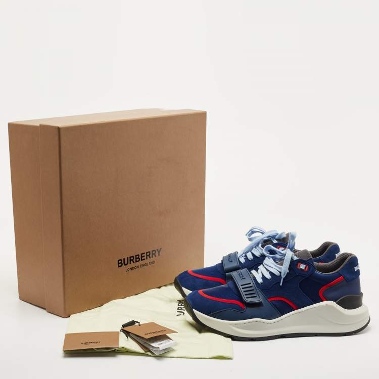 Pre Owned Burberry Blue Suede Ramsey Low Top Sneakers Size 45