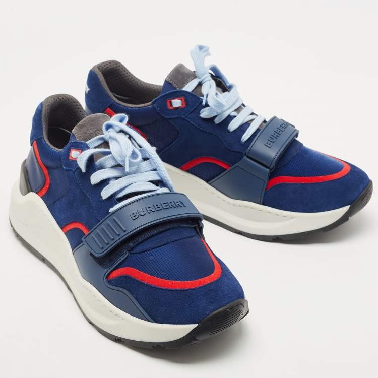 Pre Owned Burberry Blue Suede Ramsey Low Top Sneakers Size 45