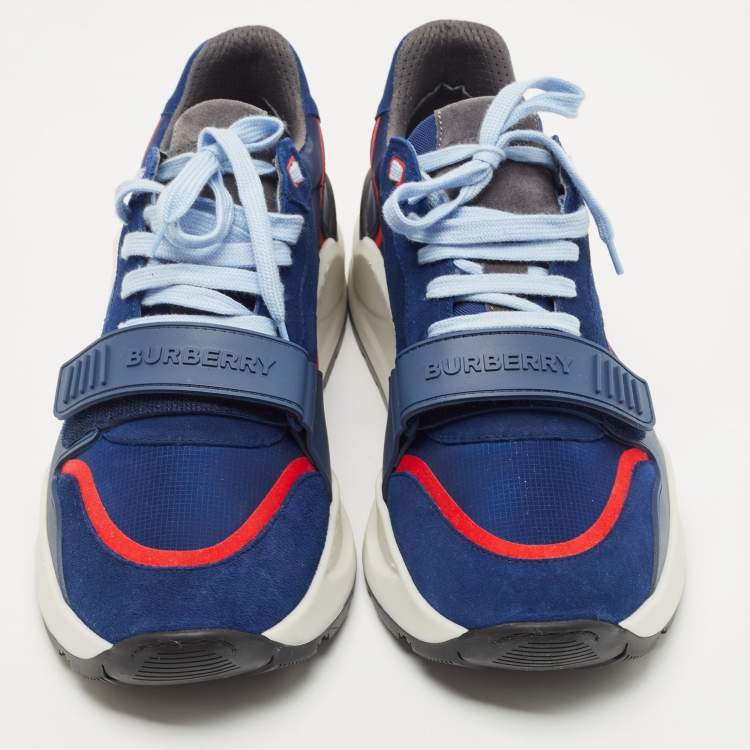 Pre Owned Burberry Blue Suede Ramsey Low Top Sneakers Size 45