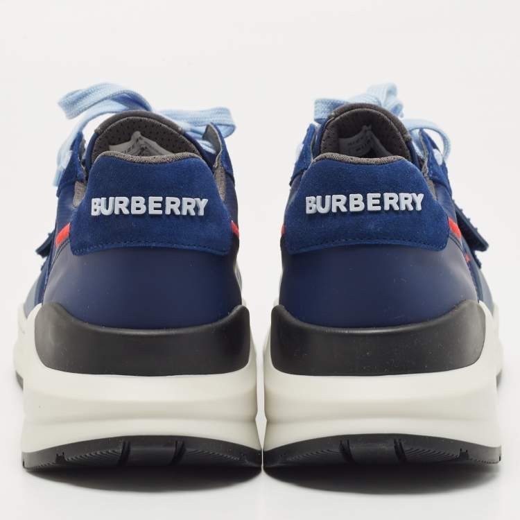 Pre Owned Burberry Blue Suede Ramsey Low Top Sneakers Size 45