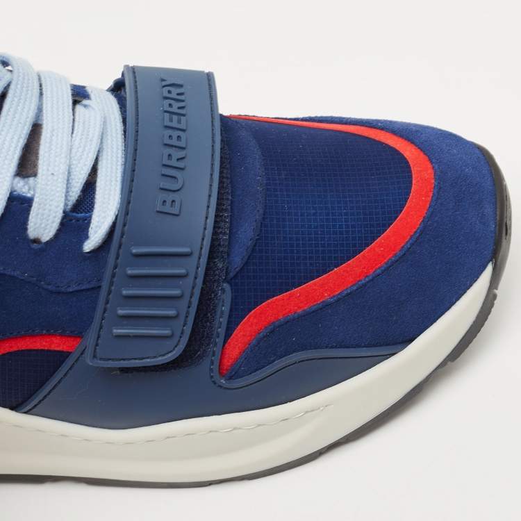 Pre Owned Burberry Blue Suede Ramsey Low Top Sneakers Size 45