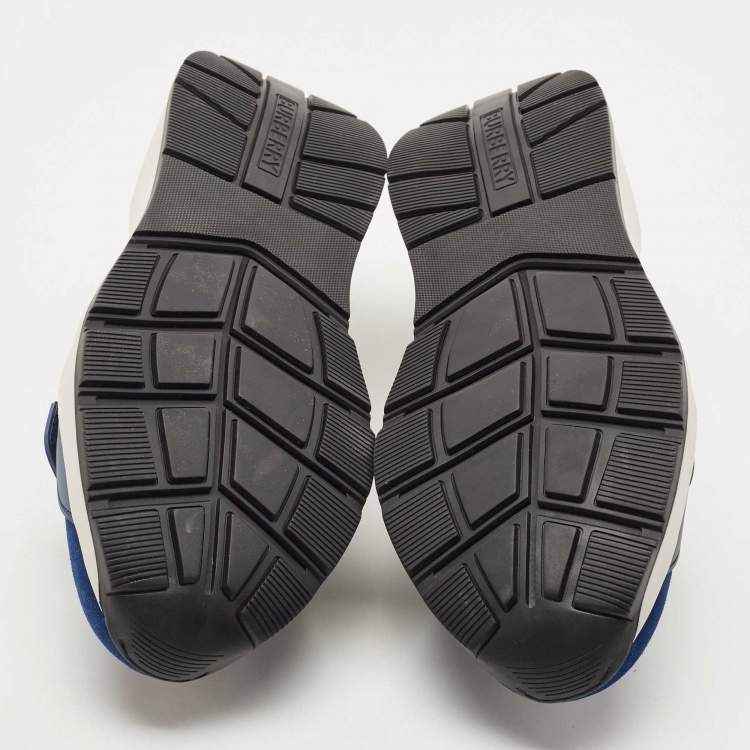 Pre Owned Burberry Blue Suede Panelled Sneakers Size 44 