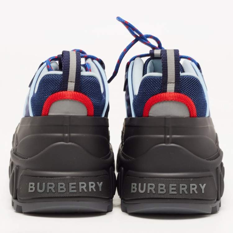 Pre Owned Burberry Navy Blue/Black Nylon and Rubber Arthur Low Top Sneakers Size 44