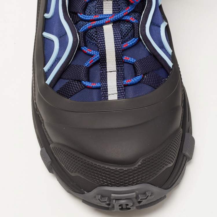 Pre Owned Burberry Navy Blue/Black Nylon and Rubber Arthur Low Top Sneakers Size 44