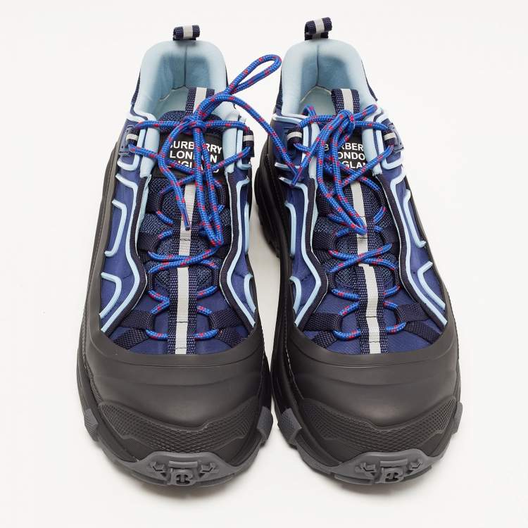 Pre Owned Burberry Navy Blue/Black Nylon and Rubber Arthur Low Top Sneakers Size 44