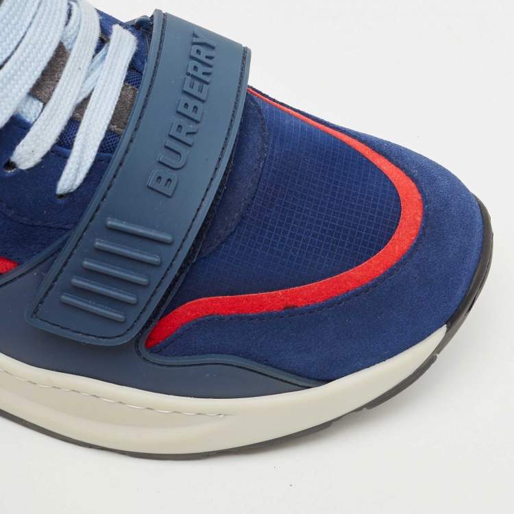 Pre Owned Burberry Blue Suede and Leather Ramsey Low Top Sneakers Size 41