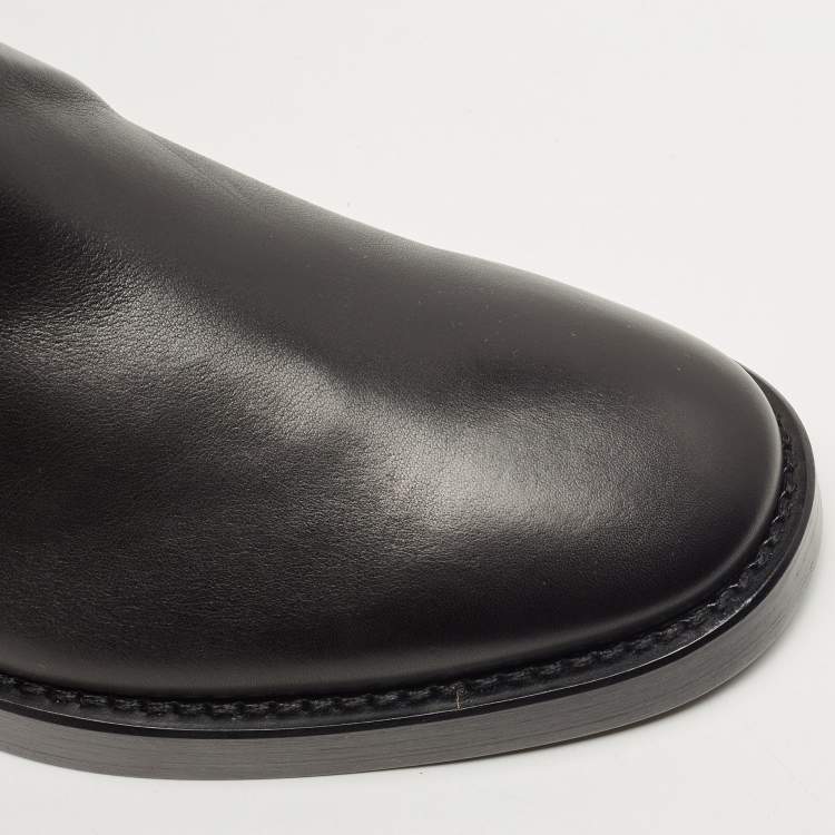 Pre Owned Burberry Black Leather Pocket Ankle Length Boots Size 43 