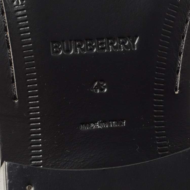 Pre Owned Burberry Black Leather Pocket Ankle Length Boots Size 43 