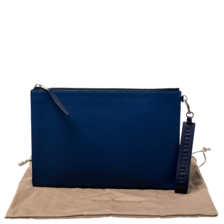 Pre Owned Burberry Blue Leather Document Holder
