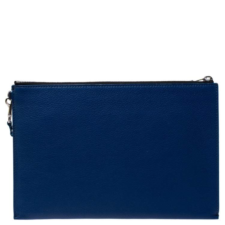 Pre Owned Burberry Blue Leather Document Holder