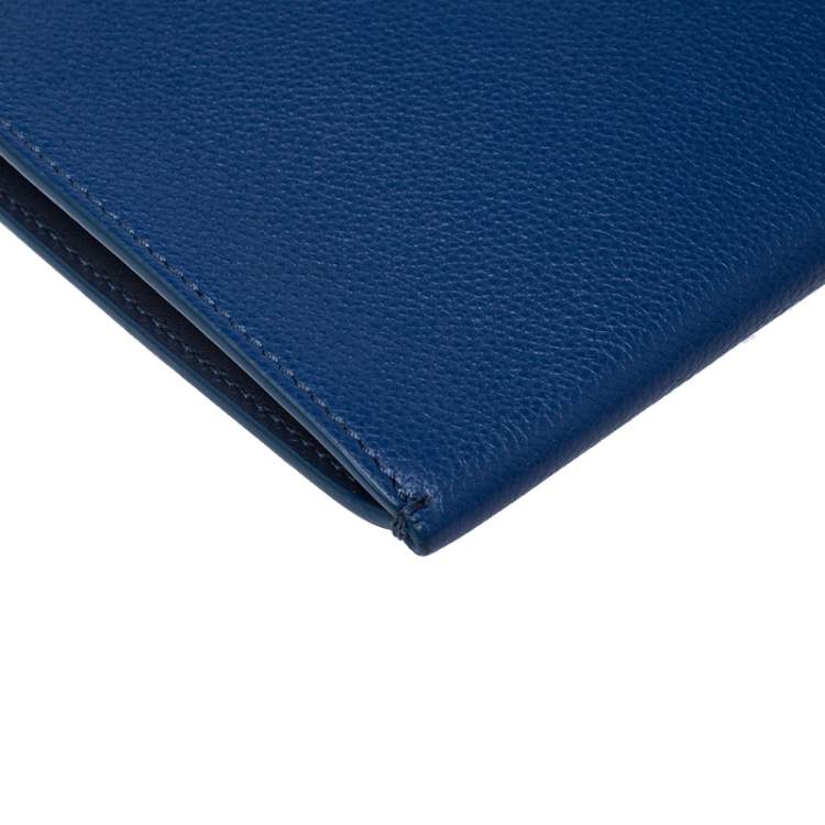 Pre Owned Burberry Blue Leather Document Holder