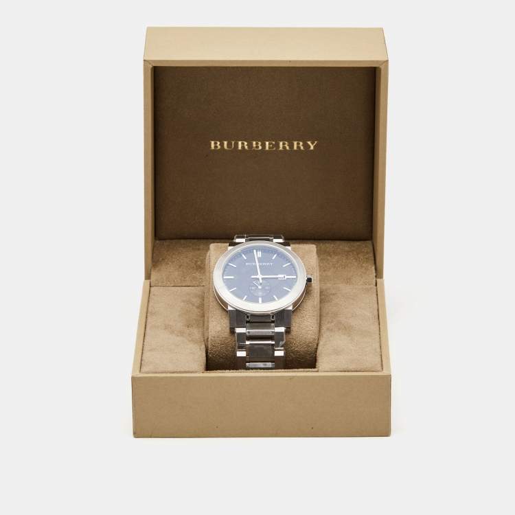 Pre Owned Burberry Black Stainless Steel The City BU9901 Men's Wristwatch 42 mm 