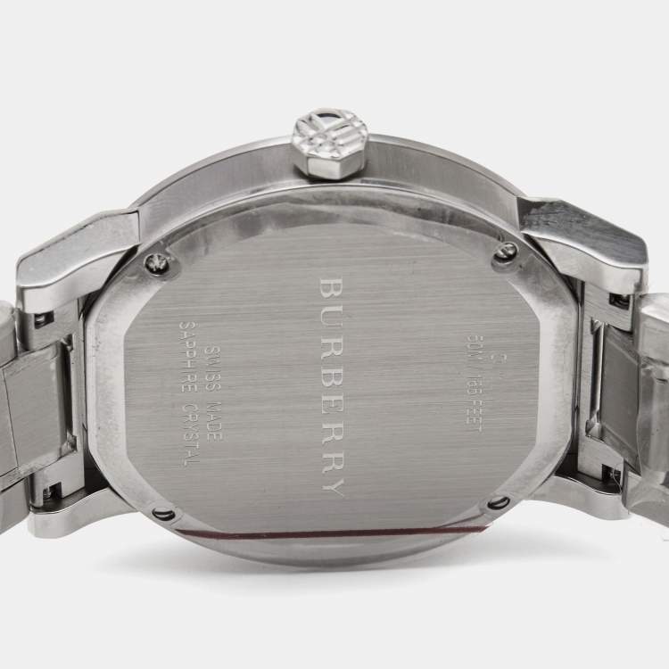 Pre Owned Burberry Black Stainless Steel The City BU9901 Men's Wristwatch 42 mm 