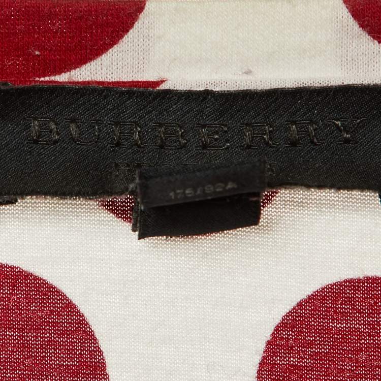 Pre Owned Burberry Prorsum Red/White Large Polka Dot Print Cotton T-Shirt M